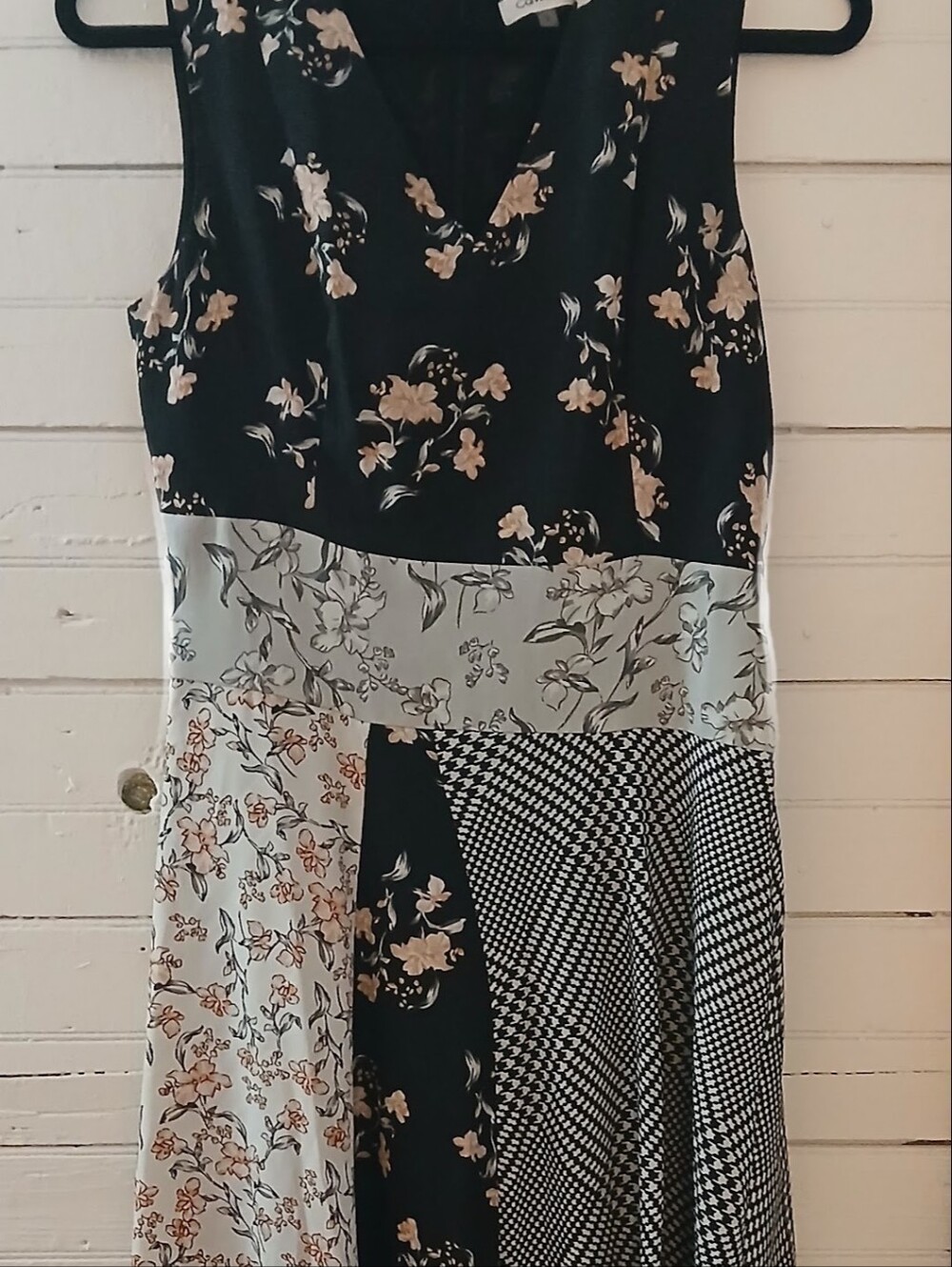 Calvin Klein Size 2 Houndstooth Patchwork Maxi Dress~ Like New